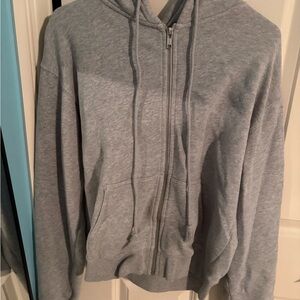 Brandy Melville Light Gray Christy Zip up Hoodie